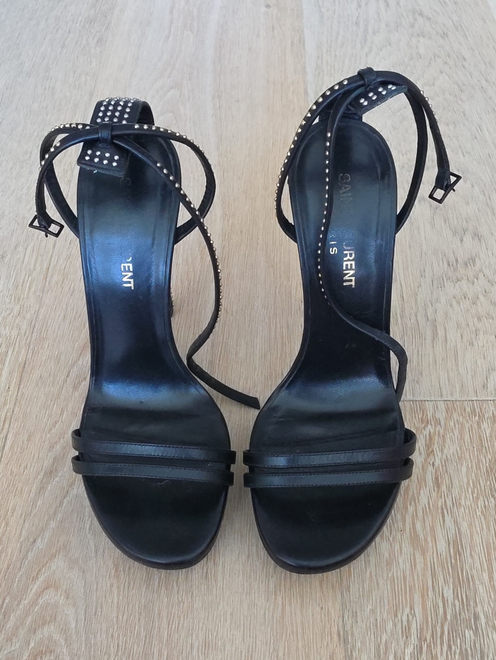 Saint Laurent 'Jane' Double Strap Studded Sandals